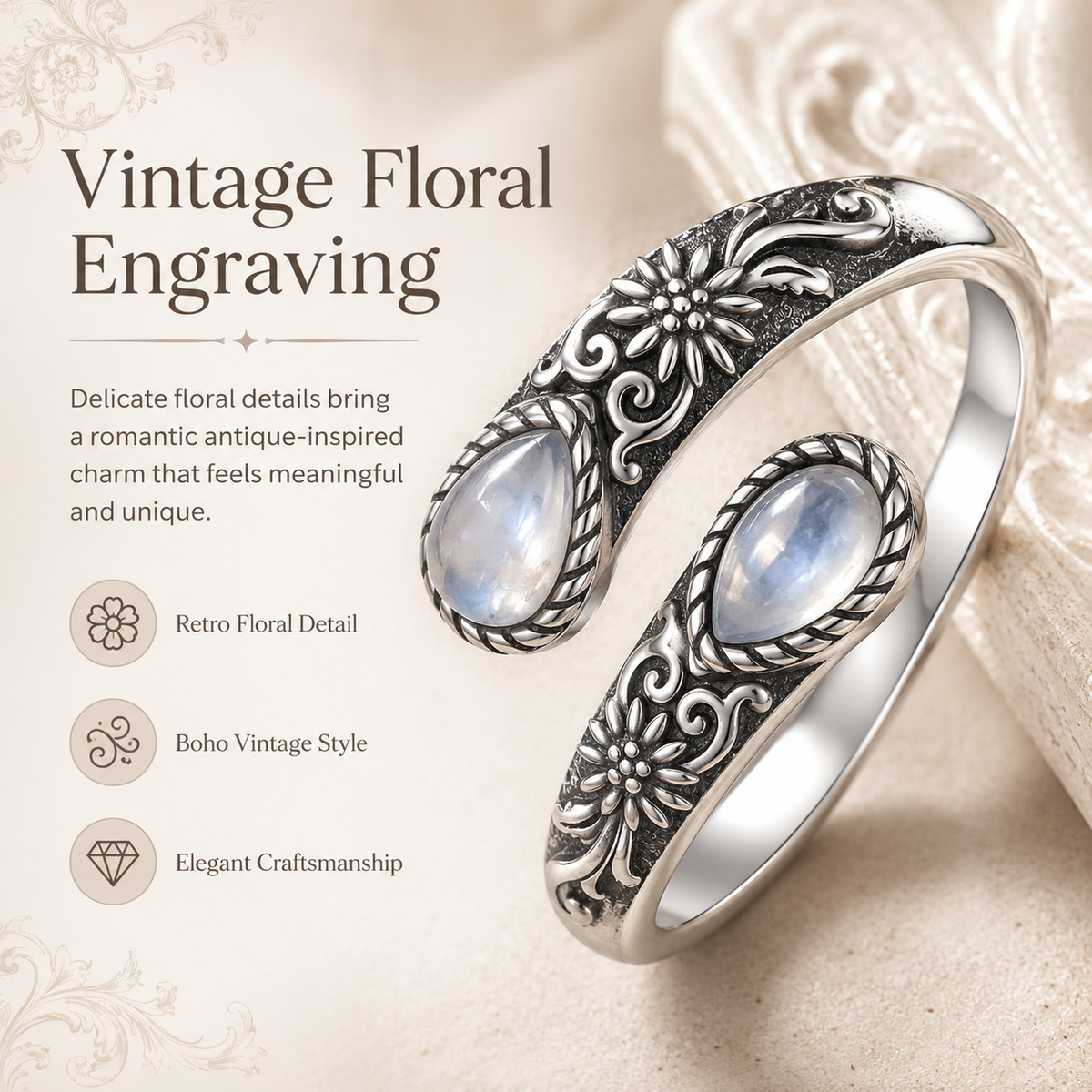 🎁Last Day 50% OFF - Moonstone Bloom Ring🌙