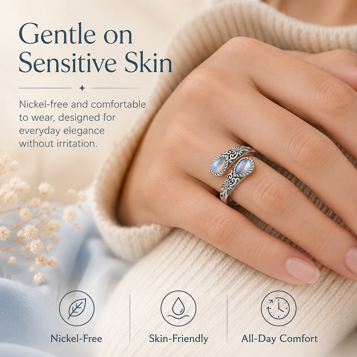 🎁Last Day 50% OFF - Moonstone Bloom Ring🌙