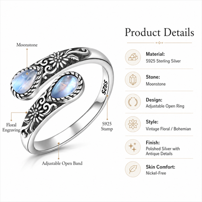 🎁Last Day 50% OFF - Moonstone Bloom Ring🌙