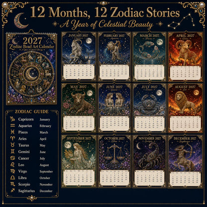 ⏳ Last Day 49% OFF – 🌙 Beginner-Friendly 2027 Twelve Zodiac Bead Art Calendar Kit | Complete Kit with Zodiac Design Base, Decorative Beads & Step-by-Step Guide Included 💕