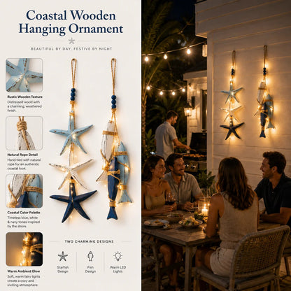 ⭐2026 HOT SALE 40% OFF🐟🌊Lighted Coastal Wooden Starfish & Fish Hanging Decor