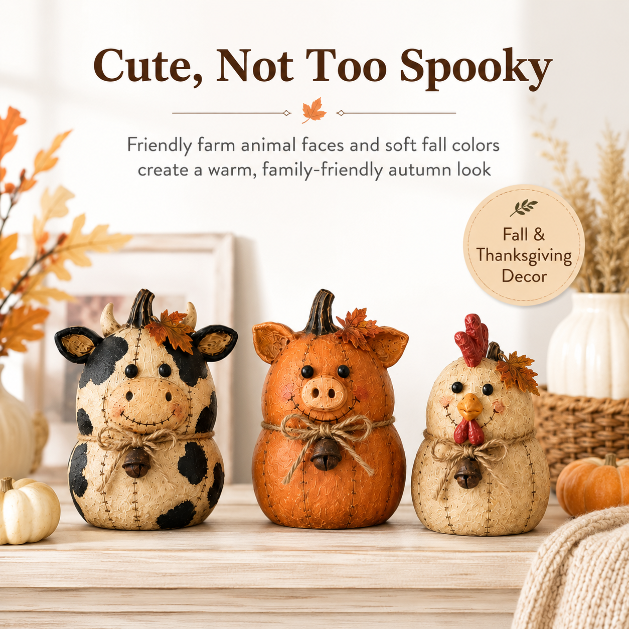 Rustic Farm Pumpkin Friends Decor Set