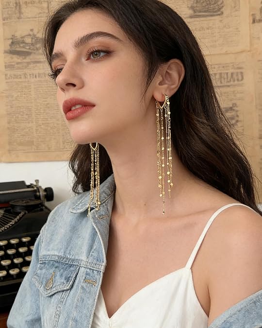 🔥Limited Time 50% Off✨14K Gold Plated Long Tassel Earrings for Women