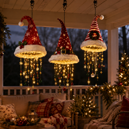 🔥Today 50% OFF🎅 Lighted Santa Hat Hanging Chandelier 🎄