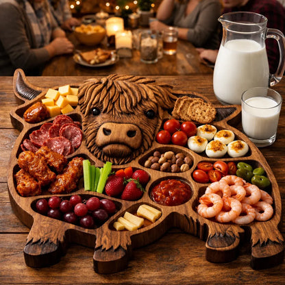 🐂Highland Cow Wooden Charcuterie Board