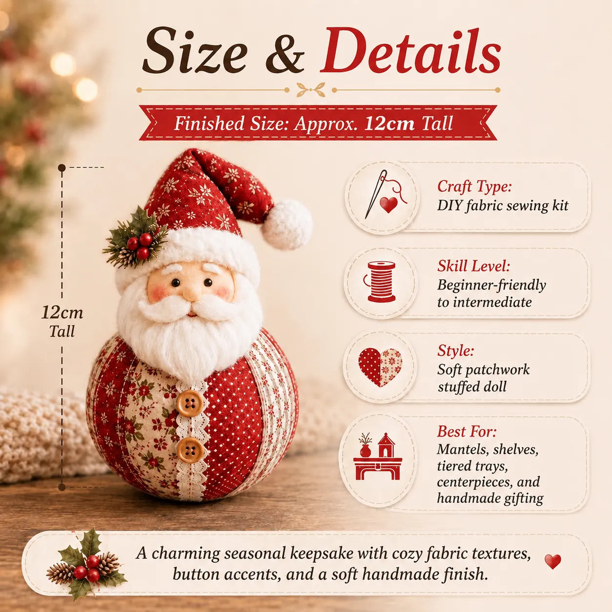🎄Patchwork Fabric Doll DIY Kit