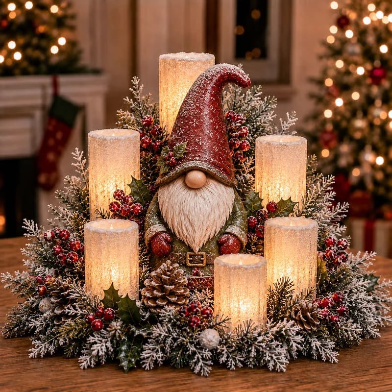 🎄Last Day 49% OFF -🕯️Christmas Lighted Centerpiece with Flameless Candle Glow