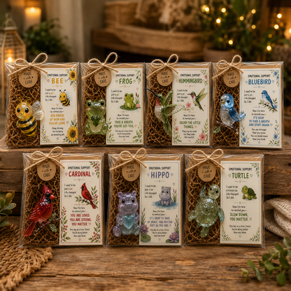 🌸🐝 Emotional Support Glass Animal Gift Set – A Meaningful Little Reminder That You Matter 💕