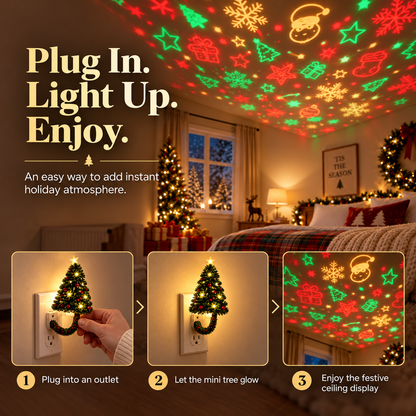 🎄💡Christmas Tree Projector Night Light — Plug-In Ceiling Décor
