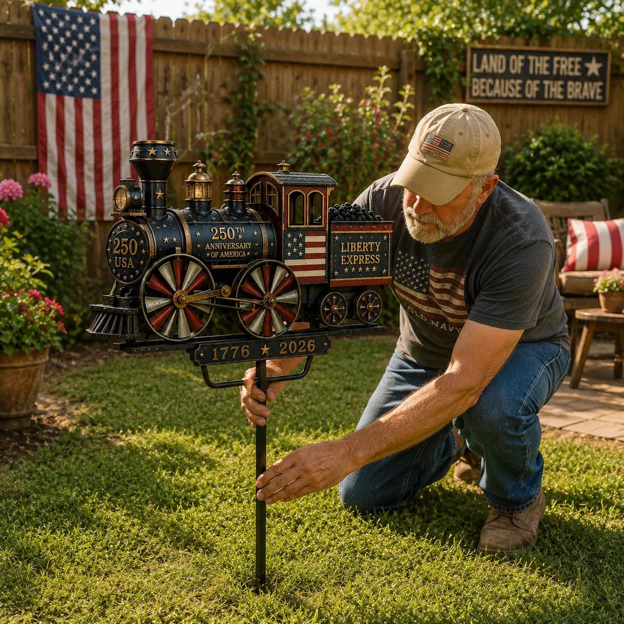 🔥HOT SALE 55% OFF🚂USA 250 “Liberty Express” Train Garden Wind Spinner