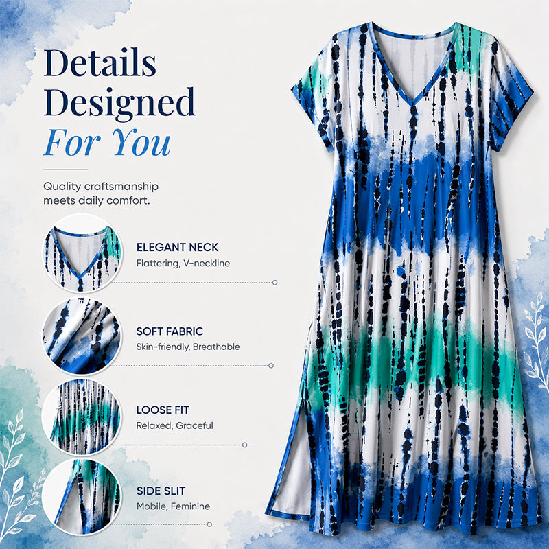 🎁2026 New Arrivals 50% OFF💥Women’s Tie Dye V Neck Maxi Dress – Breathable Comfort, Relaxed Fit and Effortless Summer Style ✨