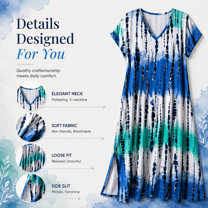 🎁2026 New Arrivals 50% OFF💥Women’s Tie Dye V Neck Maxi Dress – Breathable Comfort, Relaxed Fit and Effortless Summer Style ✨