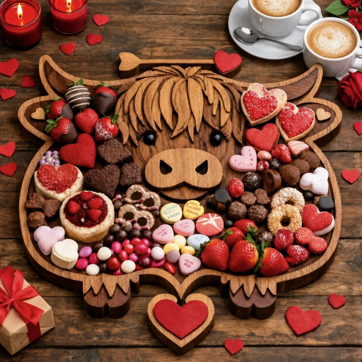 🐂Highland Cow Wooden Charcuterie Board
