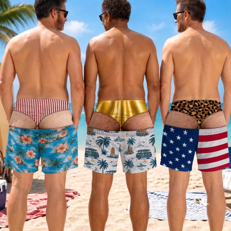 🔥Hot Sales 50% OFF🎁Funny Patriotic Men’s Swim Trunks – Personalized Wide Load Beach Shorts