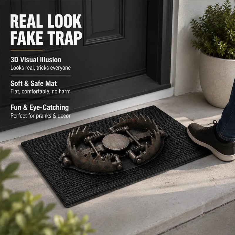 ⏳ Last Day 49% OFF –  😂  3D Bear Trap Illusion Doormat | Hyper-Realistic Rusted Trap Design with Soft Flexible Rubber, Detailed Teeth & Spring Effects 😱✨