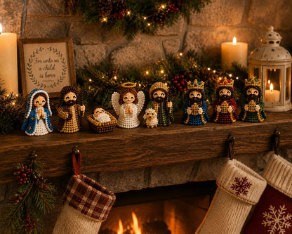 ✝️3D Beaded Nativity Collection DIY Kit – Handmade Christmas Faith Craft Set (8-Piece Set)