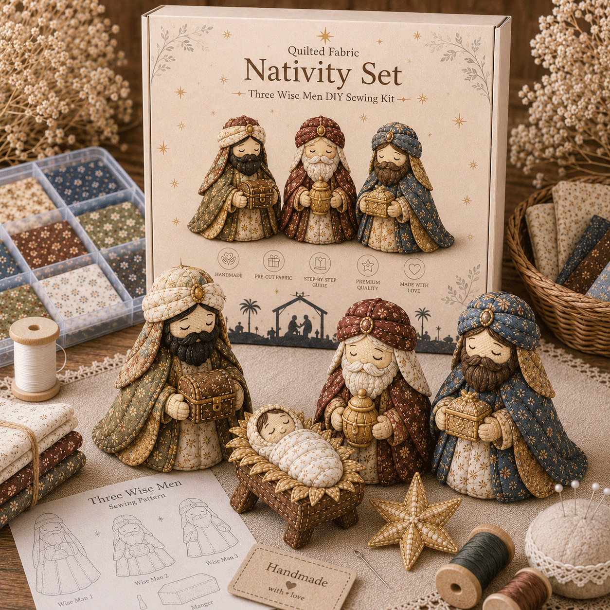 ✨ DIY Patchwork Nativity Scene Sewing Kit