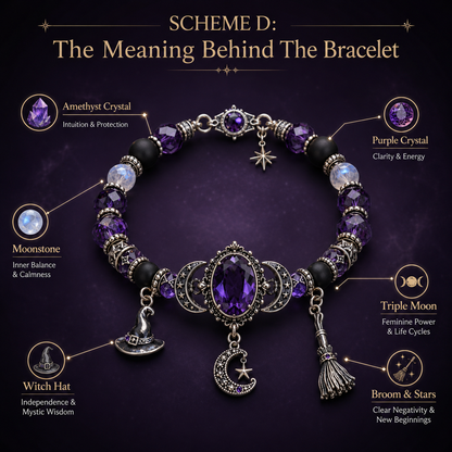 🔮 Witch’s Crystal Moon Charm Bracelet