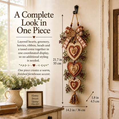 Vintage Farmhouse Layered Heart Wall Hanging
