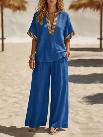 🔥Casual Linen And Cotton Two-piece Set
