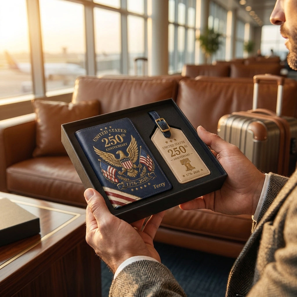 United States 250th Anniversary Passport Cover & Luggage Tag Gift Set