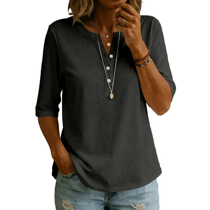 🌿 Classic Henley Collar 100% Cotton T-Shirt