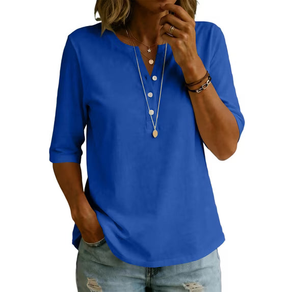 🌿 Classic Henley Collar 100% Cotton T-Shirt