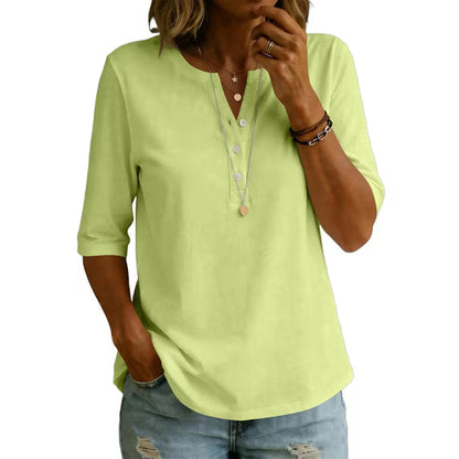 🌿 Classic Henley Collar 100% Cotton T-Shirt