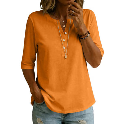 🌿 Classic Henley Collar 100% Cotton T-Shirt