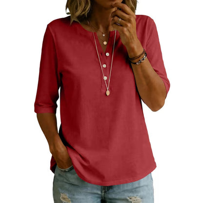🌿 Classic Henley Collar 100% Cotton T-Shirt