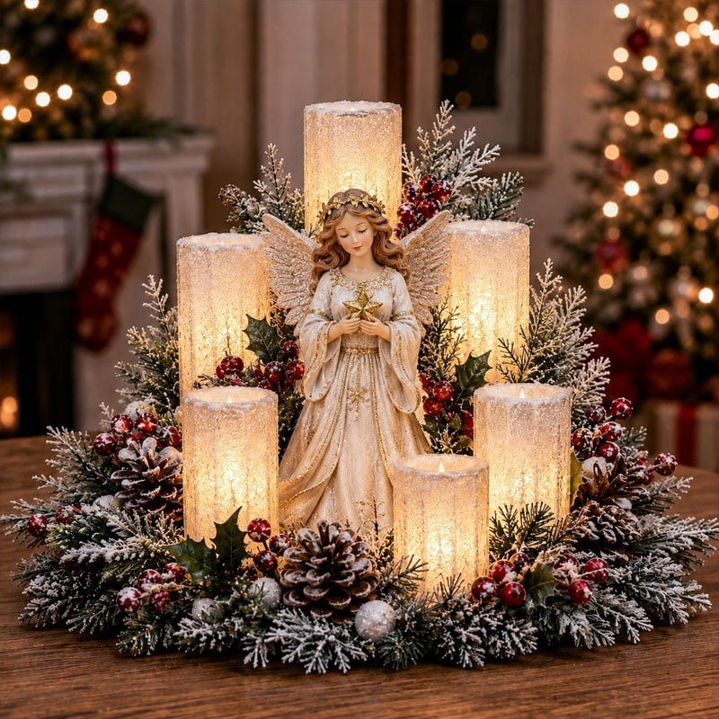 🎄Last Day 49% OFF -🕯️Christmas Lighted Centerpiece with Flameless Candle Glow