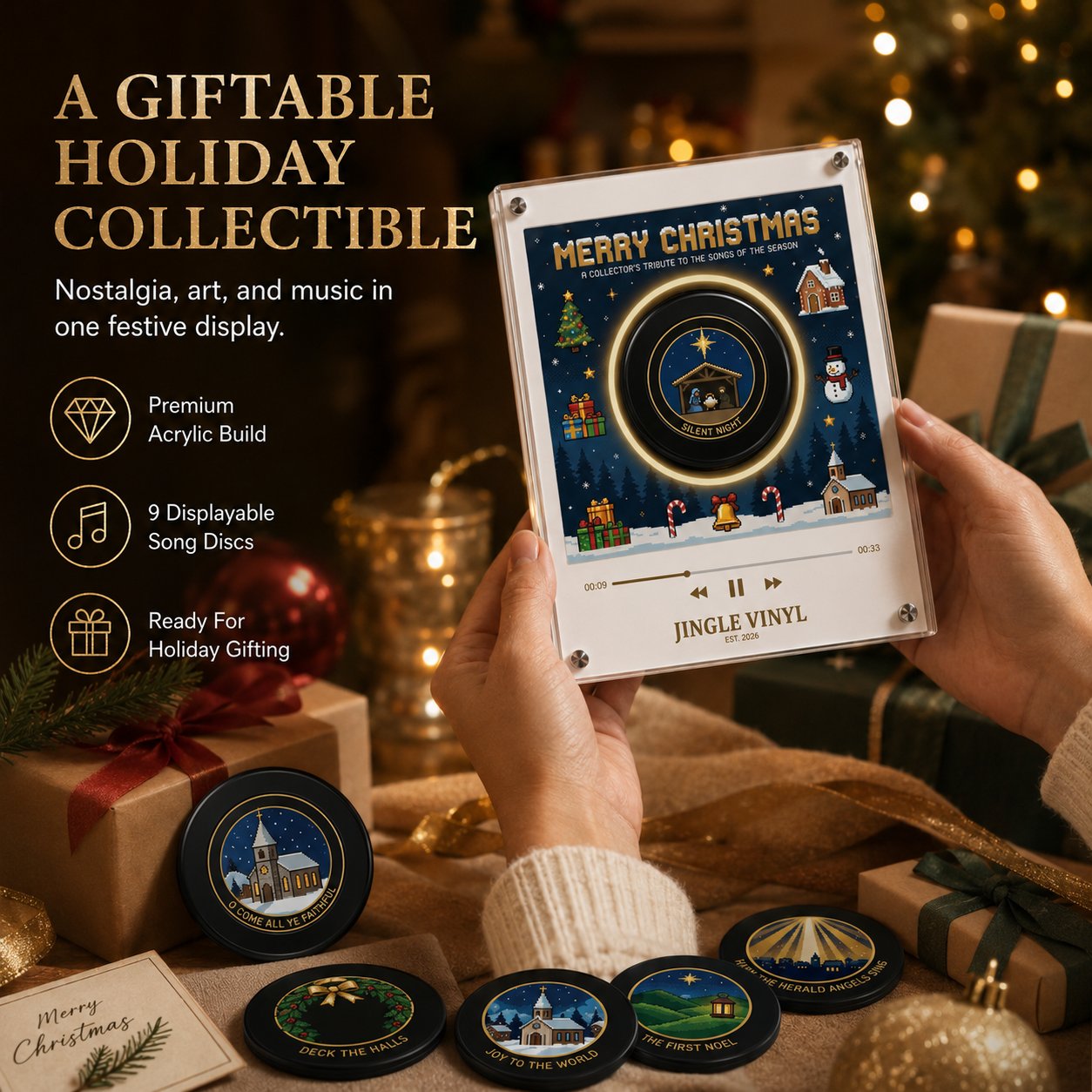 🎄 Interactive Christmas Music Fridge Magnet: Plays 9 Classic Songs for Festive Kitchen Decor! 🎵✨