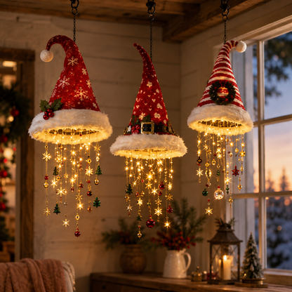 🔥Today 50% OFF🎅 Lighted Santa Hat Hanging Chandelier 🎄