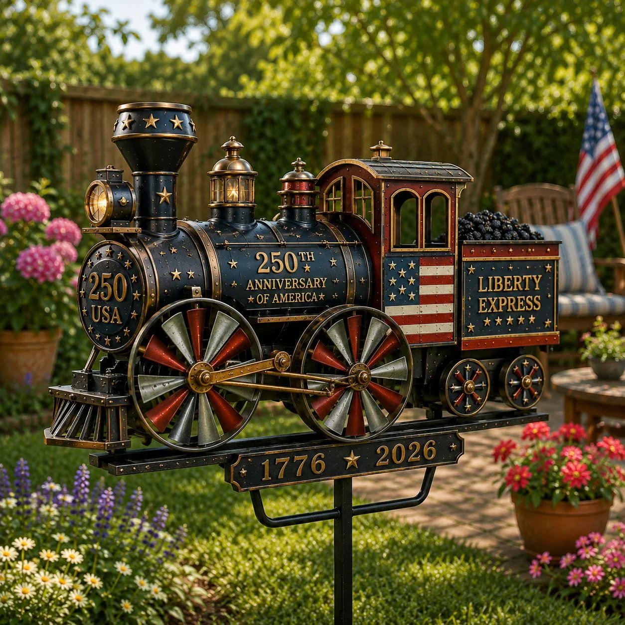🔥HOT SALE 55% OFF🚂USA 250 “Liberty Express” Train Garden Wind Spinner