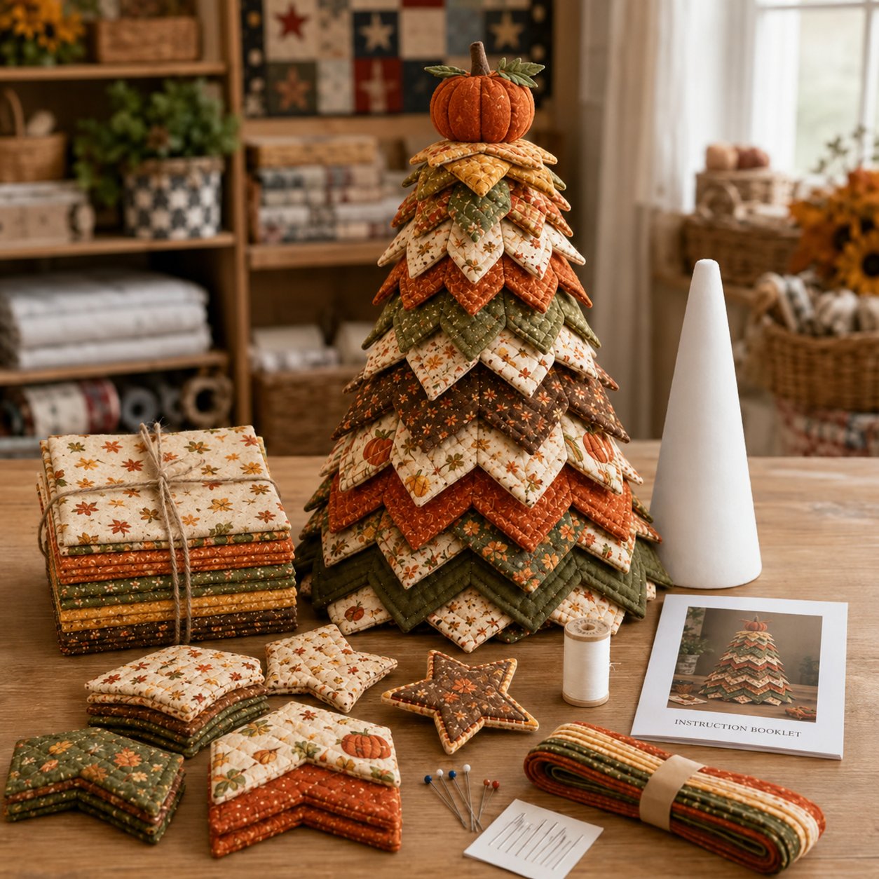 🔥LAST DAY 50% OFF - 🎄Handmade Layered Fabric Tree Quilt Kit – Stitch a Beautiful Tree for Every Season🧵