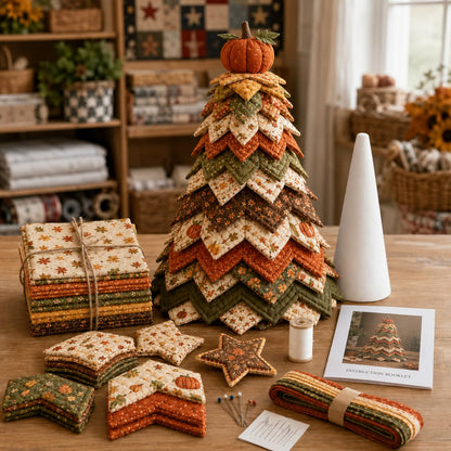 🔥LAST DAY 50% OFF - 🎄Handmade Layered Fabric Tree Quilt Kit – Stitch a Beautiful Tree for Every Season🧵