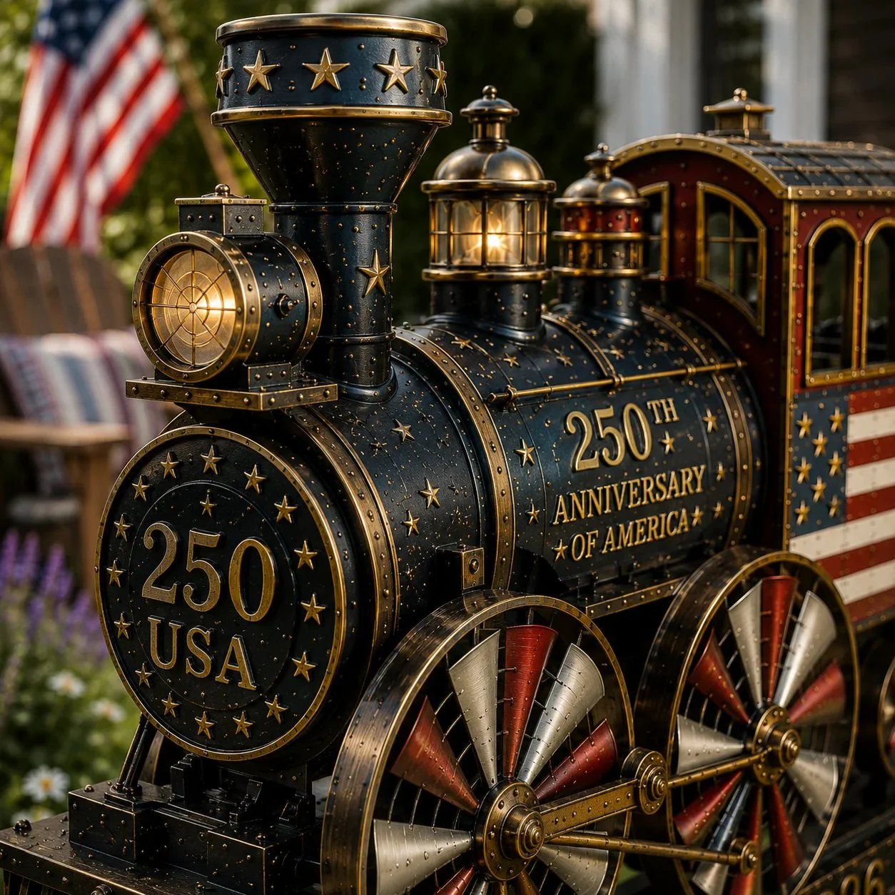 🔥HOT SALE 55% OFF🚂USA 250 “Liberty Express” Train Garden Wind Spinner