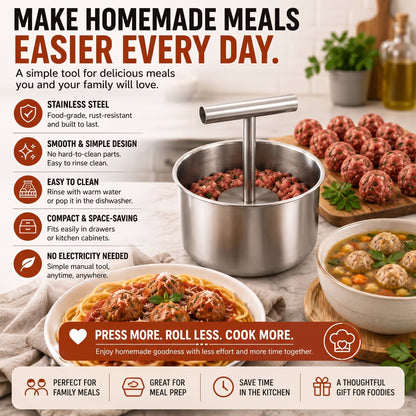 🍝FAMILY KITCHEN DEAL | Stainless Steel Meatball Press - Make Uniform Meatballs for Pasta, Dinner & Meal Prep