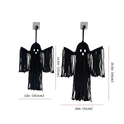 👻Handcrafted Woven Halloween Ghost Wall Decor - Cute Boho Hanging Ghost Decoration for Front Door, Porch & Indoor Home🎃