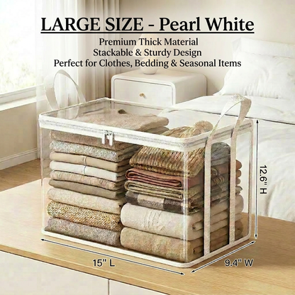 【 🔥Hot Sale 50% OFF】📦 Clear Storage Bins with Lids | Stackable Home Organizer