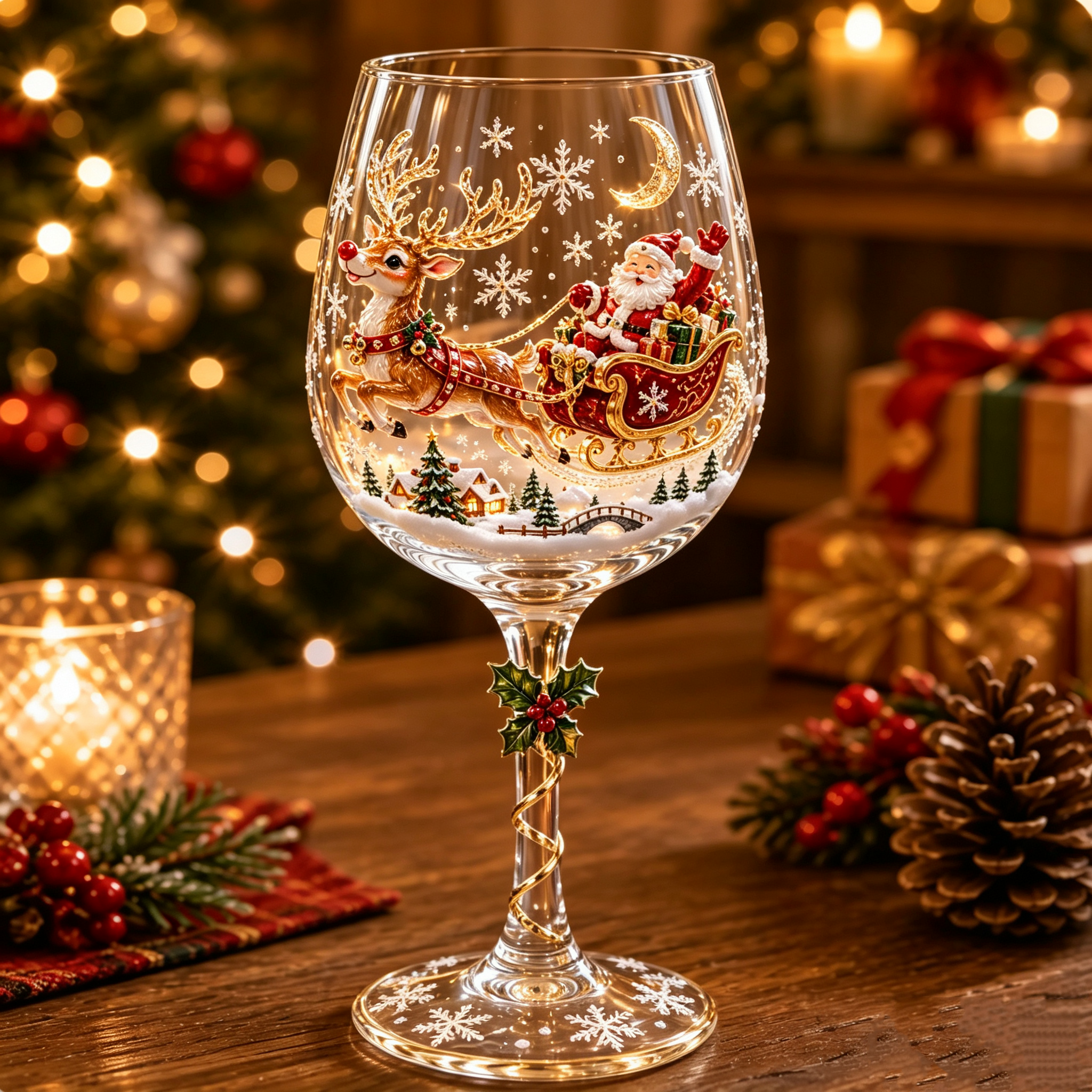 Reindeer sleigh glass