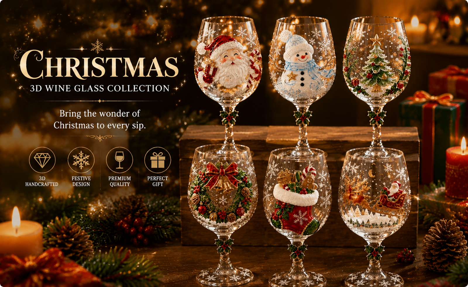 Christmas 3D glass cup collection