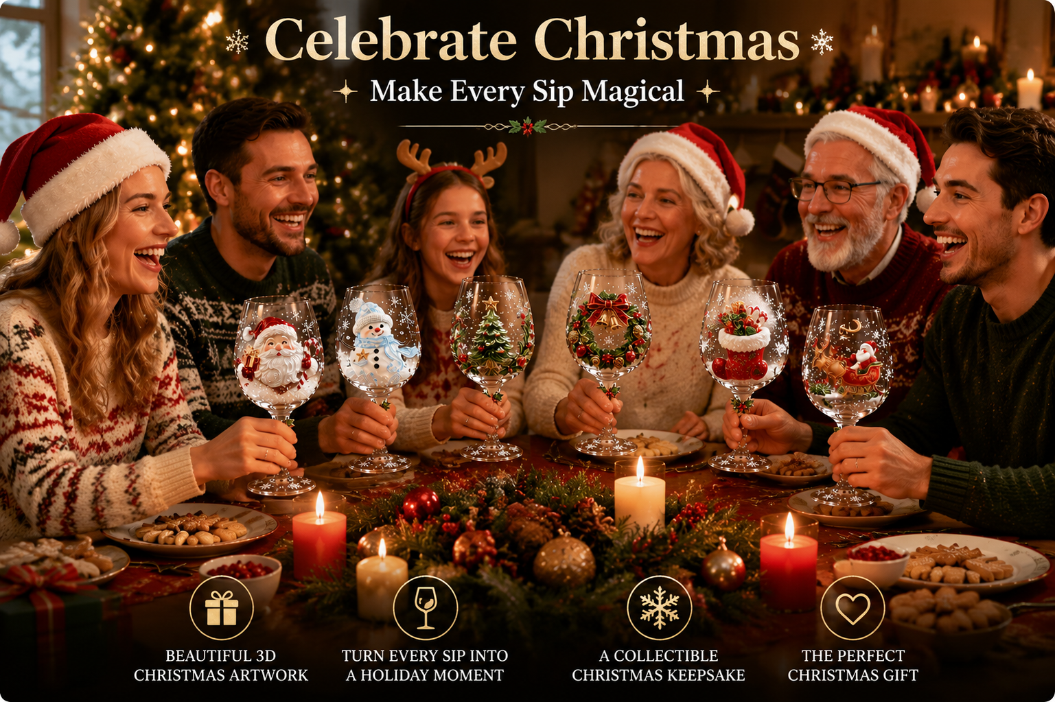 Christmas 3D glass dimensions