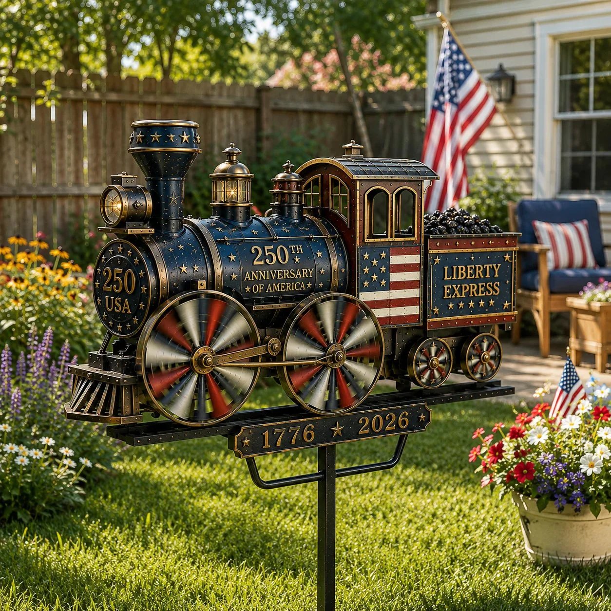 🔥HOT SALE 55% OFF🚂USA 250 “Liberty Express” Train Garden Wind Spinner