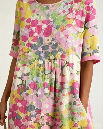 🌼 COLOUR BLOOM: Bright, Soft, Effortless Watercolor Milk Silk Dress
