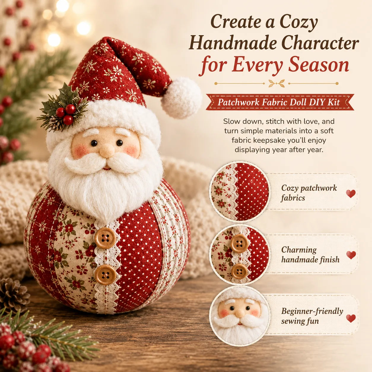 🎄Patchwork Fabric Doll DIY Kit