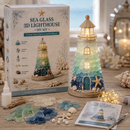⏳ Last Day 49% OFF – 🌊 Beginner-Friendly DIY Lighted Sea Glass-Style Lighthouse Kit Collection 💕