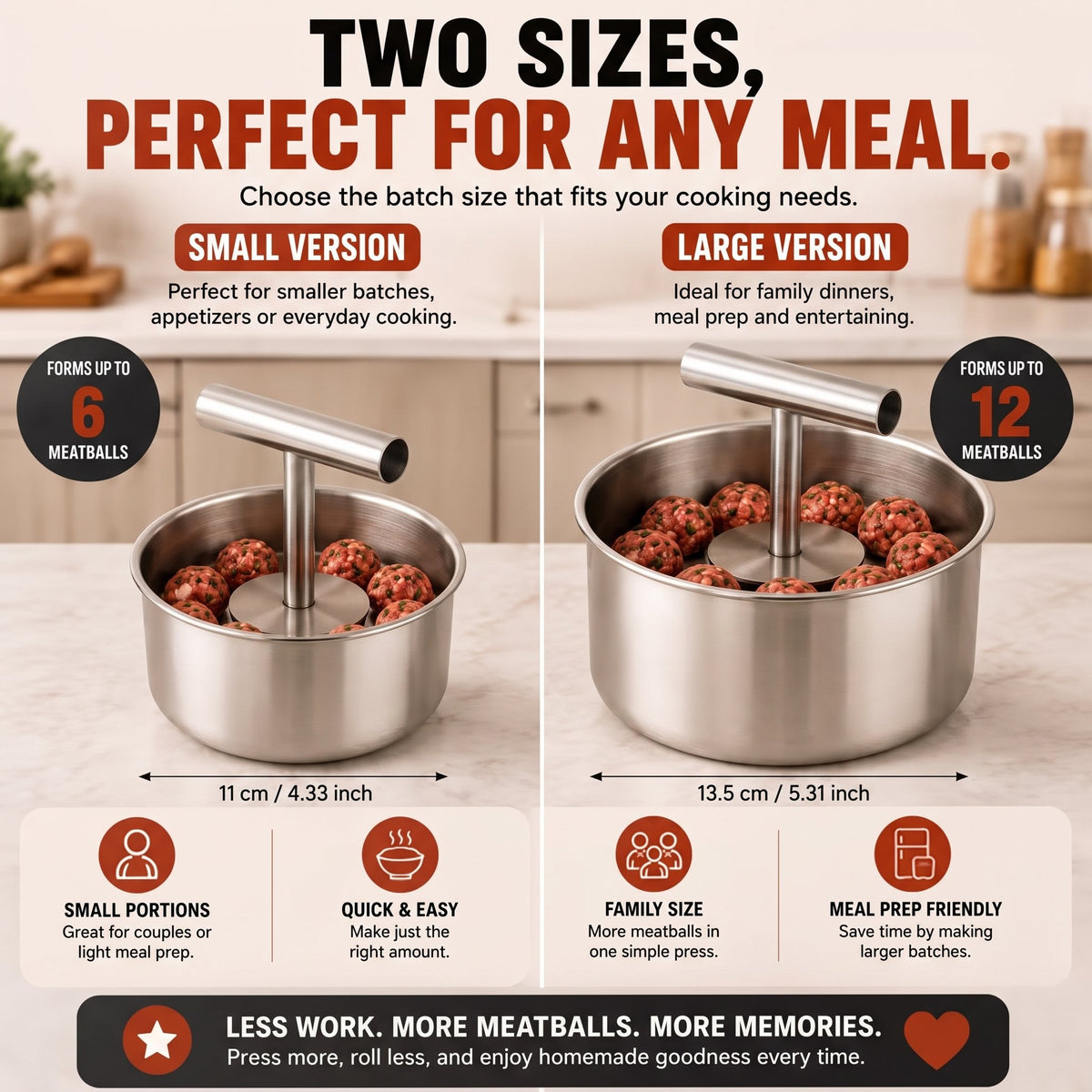 🍝FAMILY KITCHEN DEAL | Stainless Steel Meatball Press - Make Uniform Meatballs for Pasta, Dinner & Meal Prep