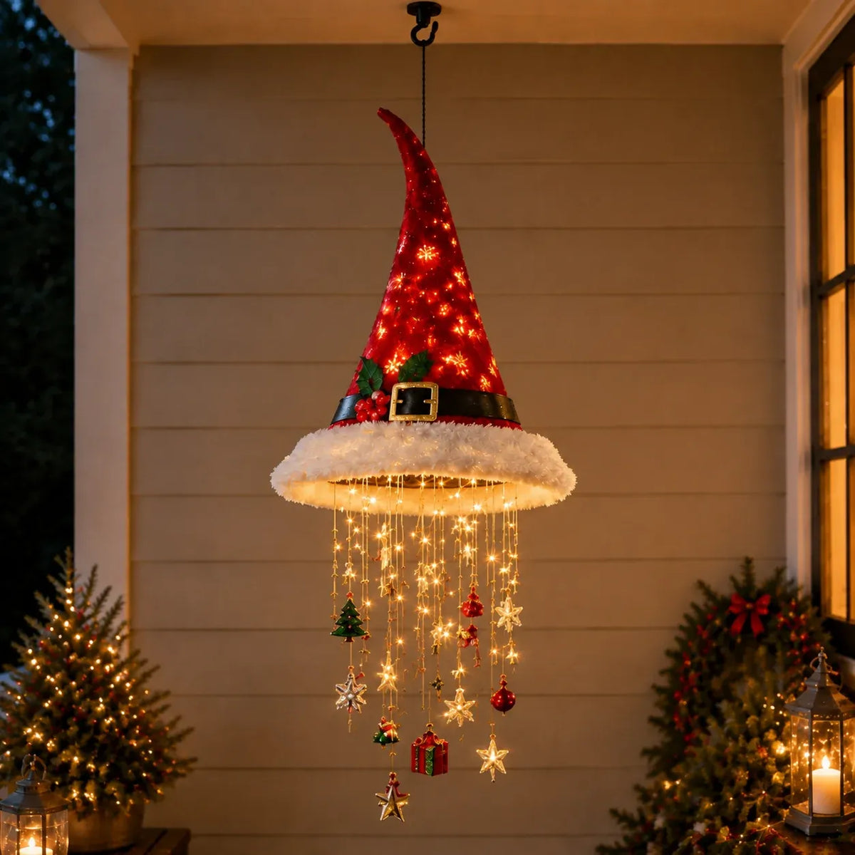 🔥Today 50% OFF🎅 Lighted Santa Hat Hanging Chandelier 🎄