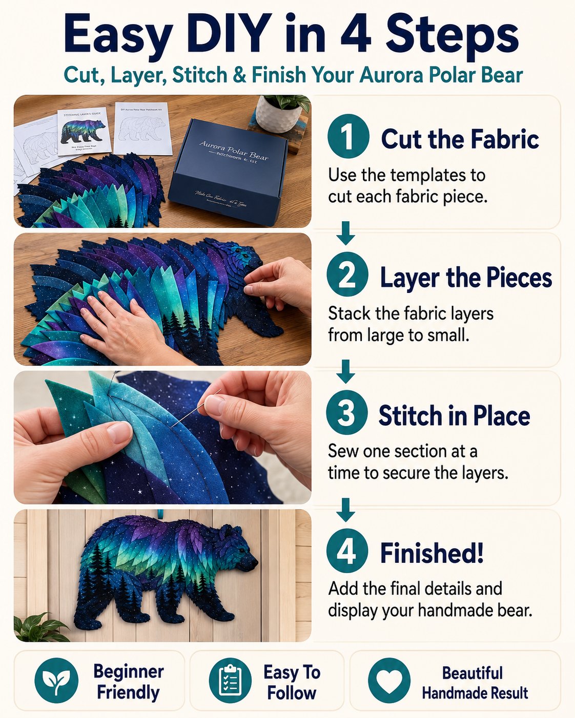 ⏳Last Day 49% OFF - 🌌🐺Northern Lights Wildlife DIY Patchwork Kit